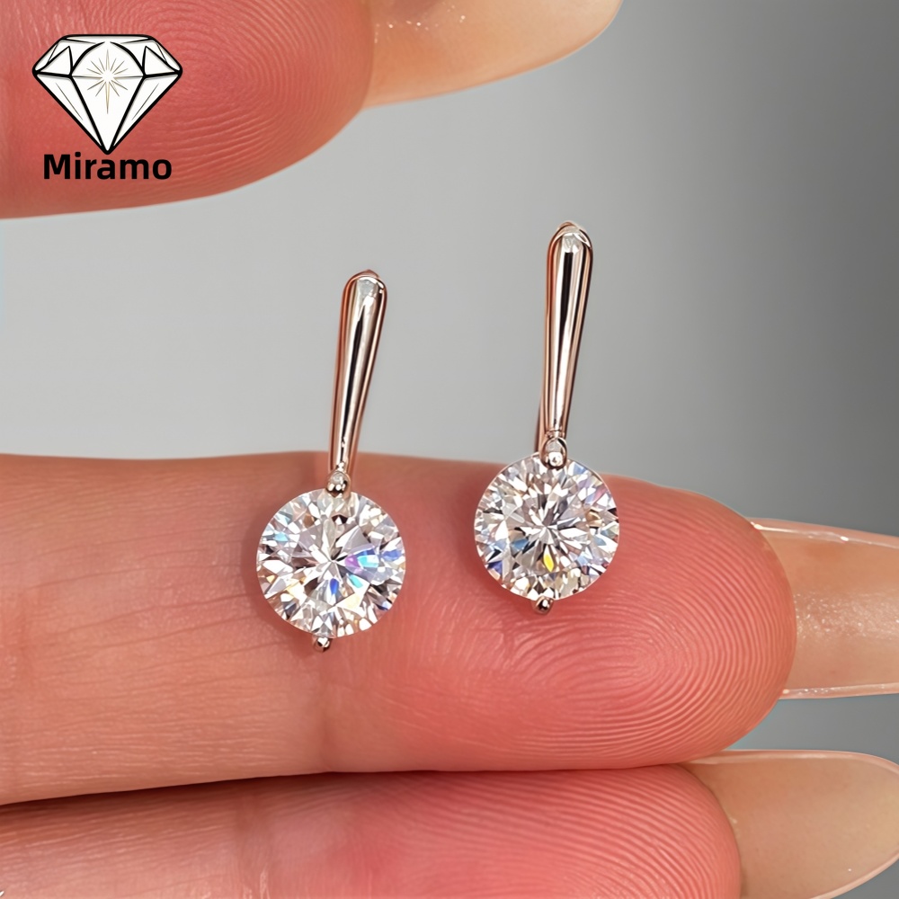 Moissanite Stud Earrings Round Cut 1Ct - Boucles d'oreilles en moissanite taille ronde