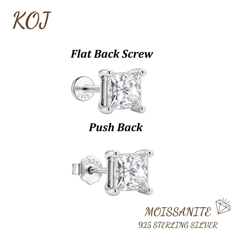 Moissanite Stud Earrings Round Cut 1Ct - KOJ 1PC, boucle d'oreille en argent
