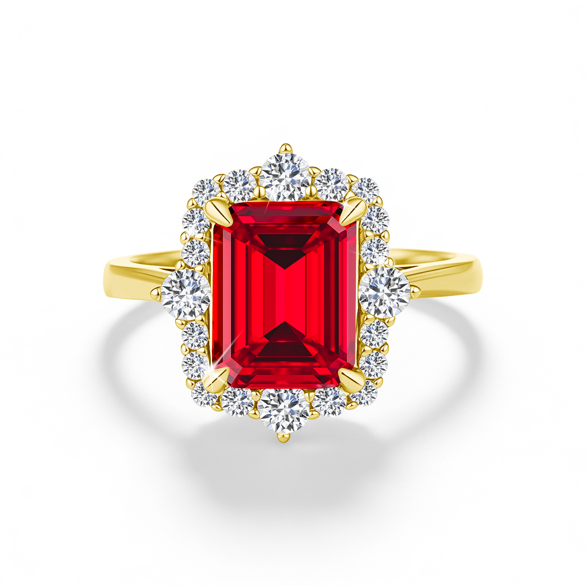 Lab Grown Diamond Ring 14K Gold - Bagues de fiançailles en rubis taillés