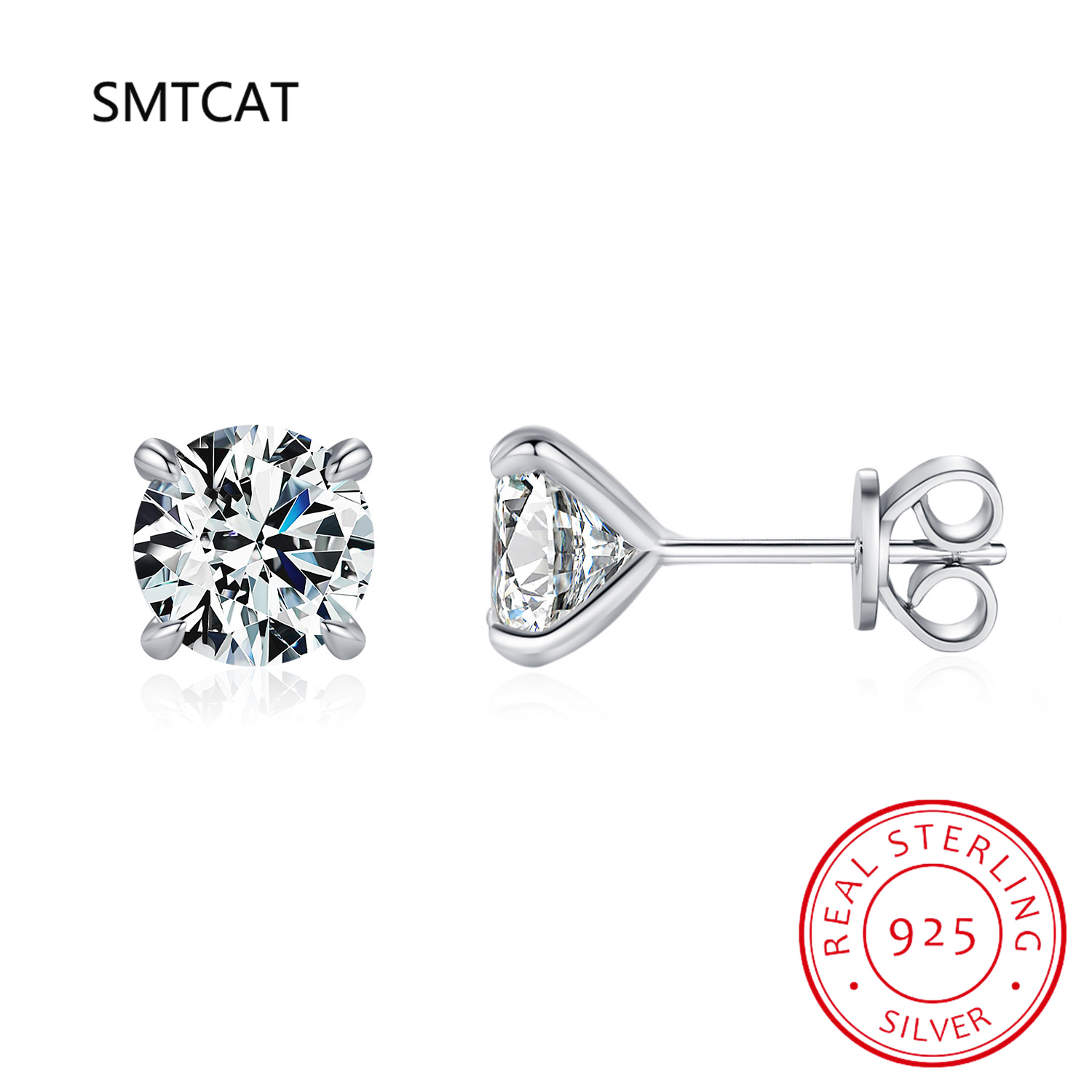 Moissanite Stud Earrings Round Cut 1Ct - Boucles d'oreilles Moissanite couleur D 1CT,