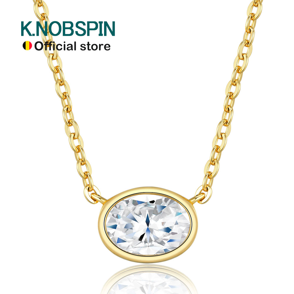 Moissanite Pendant Necklace Solitaire - KNOBSPIN – colliers à pendentif solitaire