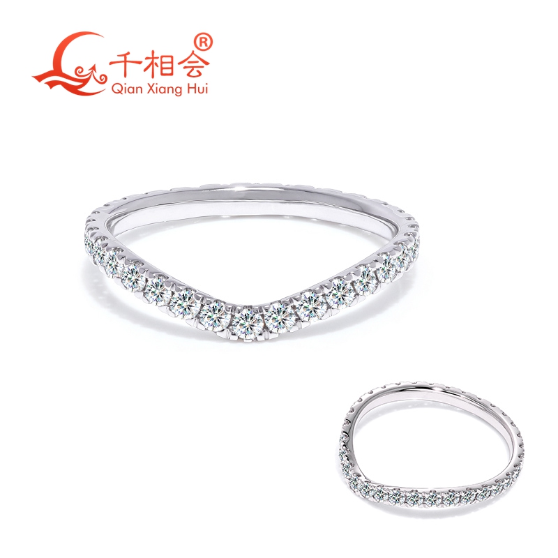 Moissanite Eternity Band Ring Stackable - Bague de mariage empilable en forme