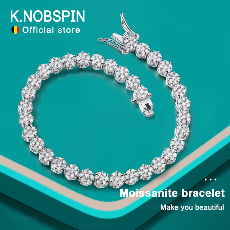 Moissanite Tennis Bracelet 925 Sterling - KNOBSPIN D VVl's-Bracelet de tennis Moissanite