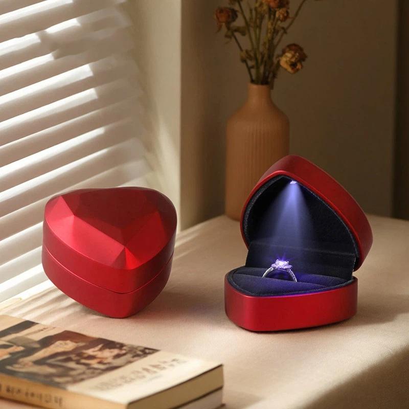 Velvet Ring Box Led Light Proposal - 1 pièce Boîte à bijoux LED