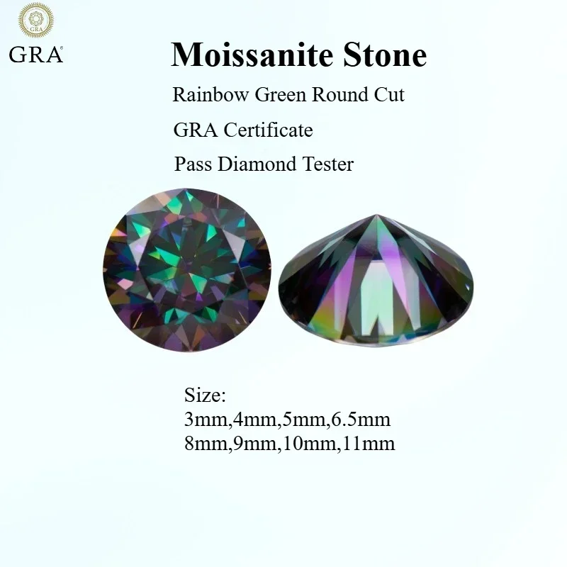 Gra Certificate Loose Moissanite Stone - Pierre de moissanite, taille ronde, couleur