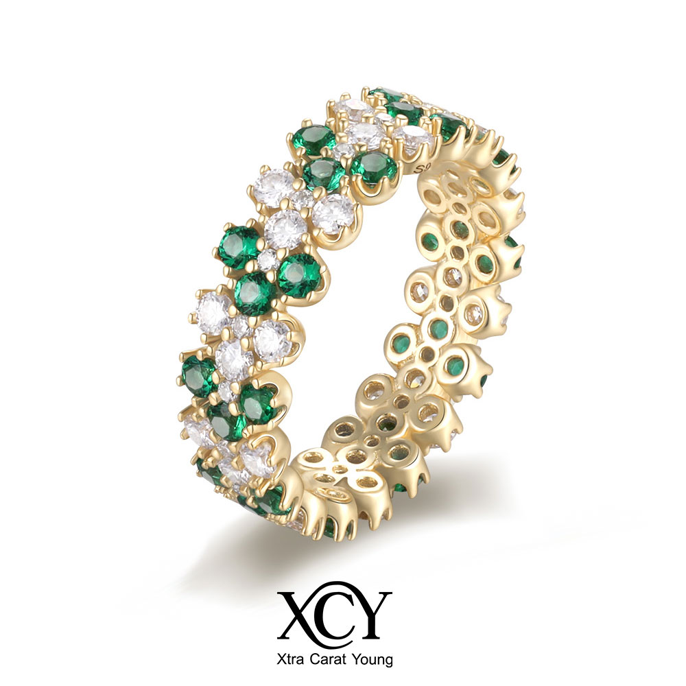 Moissanite Eternity Band Ring Stackable - Bague éternelle empilable XCY plaquée or