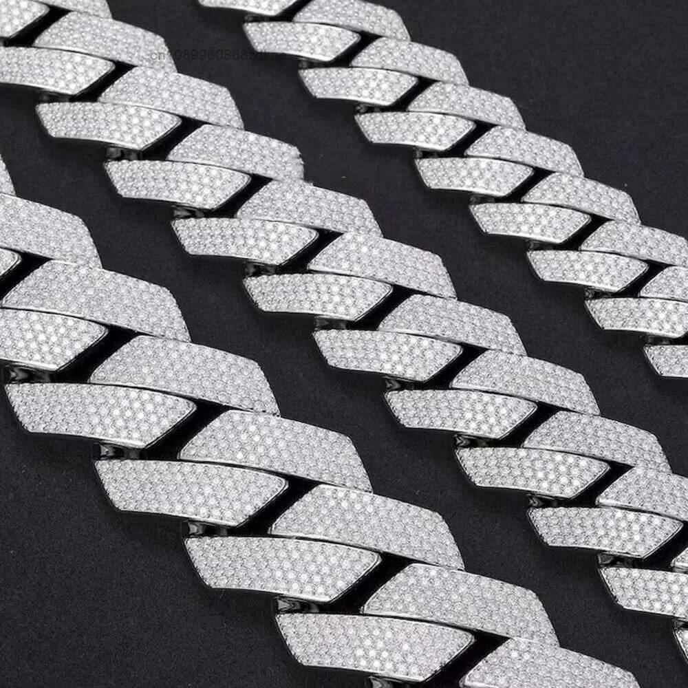 Moissanite Cuban Link Chain Iced Out - Chaîne cubaine Hip Hop de luxe