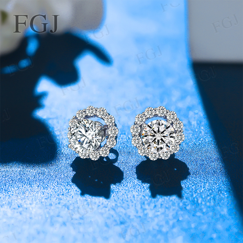 Moissanite Stud Earrings Round Cut 1Ct - Boucles d'oreilles clous en moissanite pour