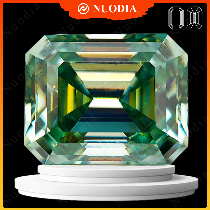 Gra Certificate Loose Moissanite Stone - Moissanite vert clair naturel, pierre non