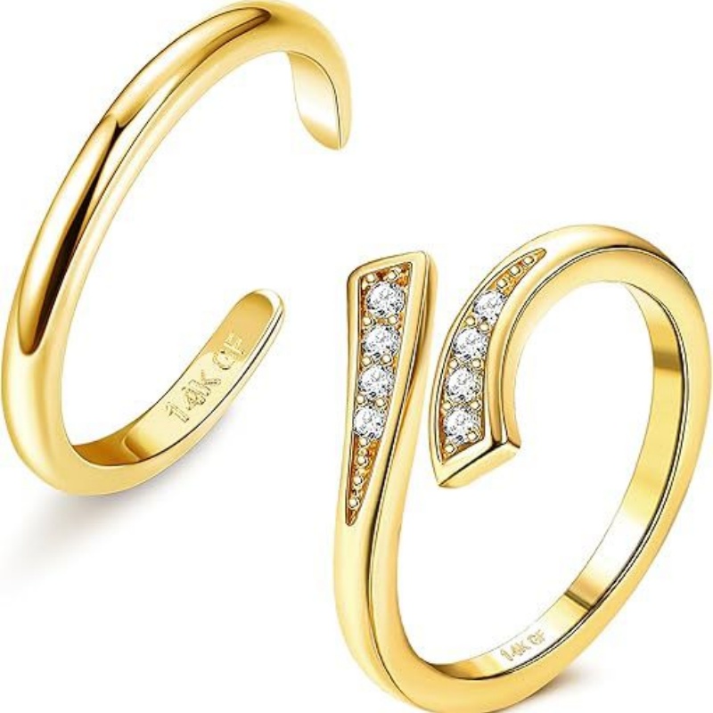 Lab Grown Diamond Ring 14K Gold - Anneau de pied en Zircon réglable