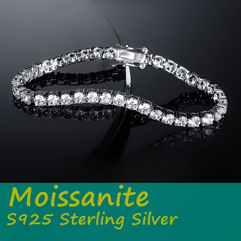Moissanite Tennis Bracelet 925 Sterling - Prix d'usine Bracelet tennis en argent