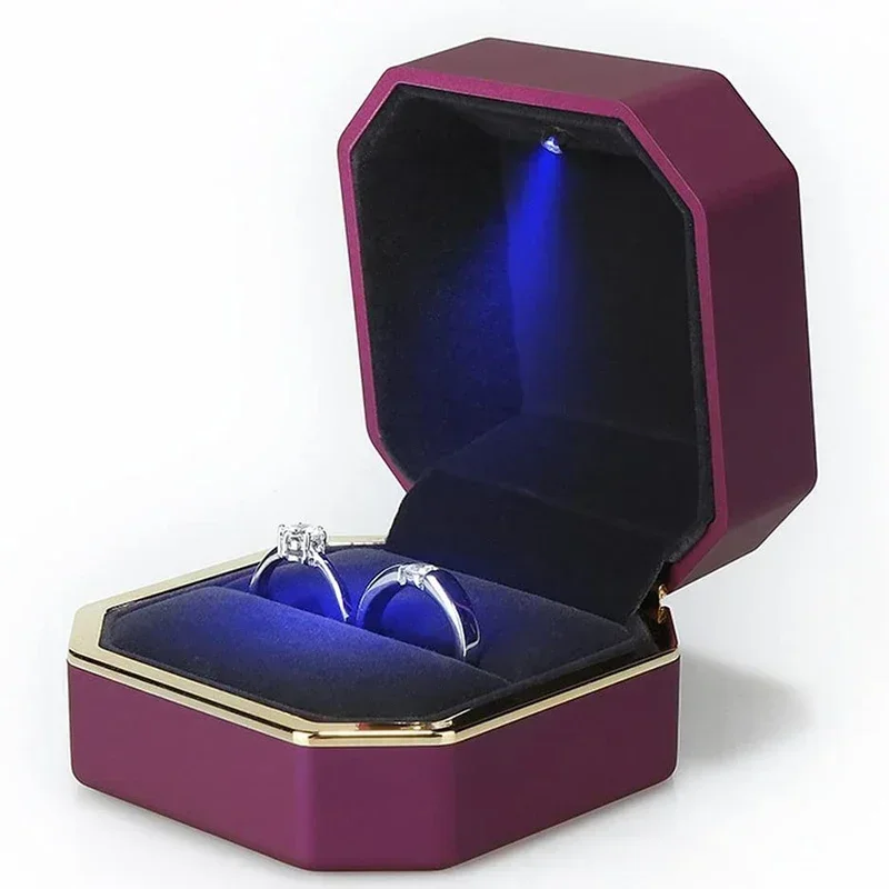 Velvet Ring Box Led Light Proposal - 1 pièce Boîte à bagues de