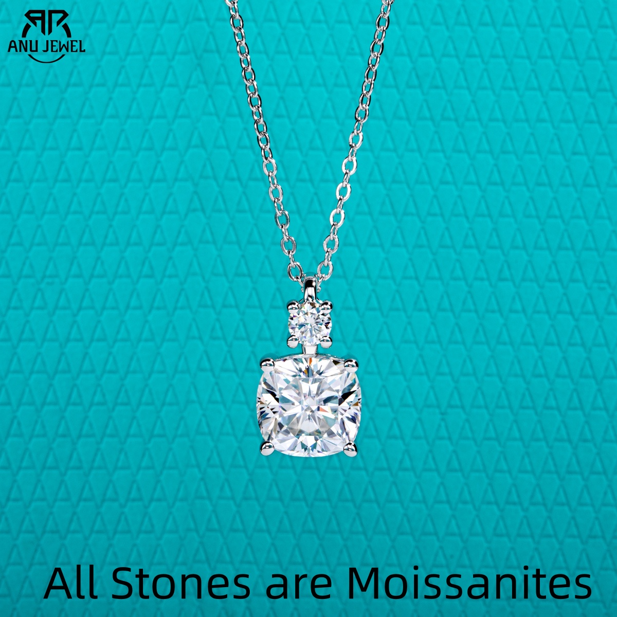 Moissanite Pendant Necklace Solitaire - AnuJewel 2ct/2.5ct coussin coupe Moissanite pendentif