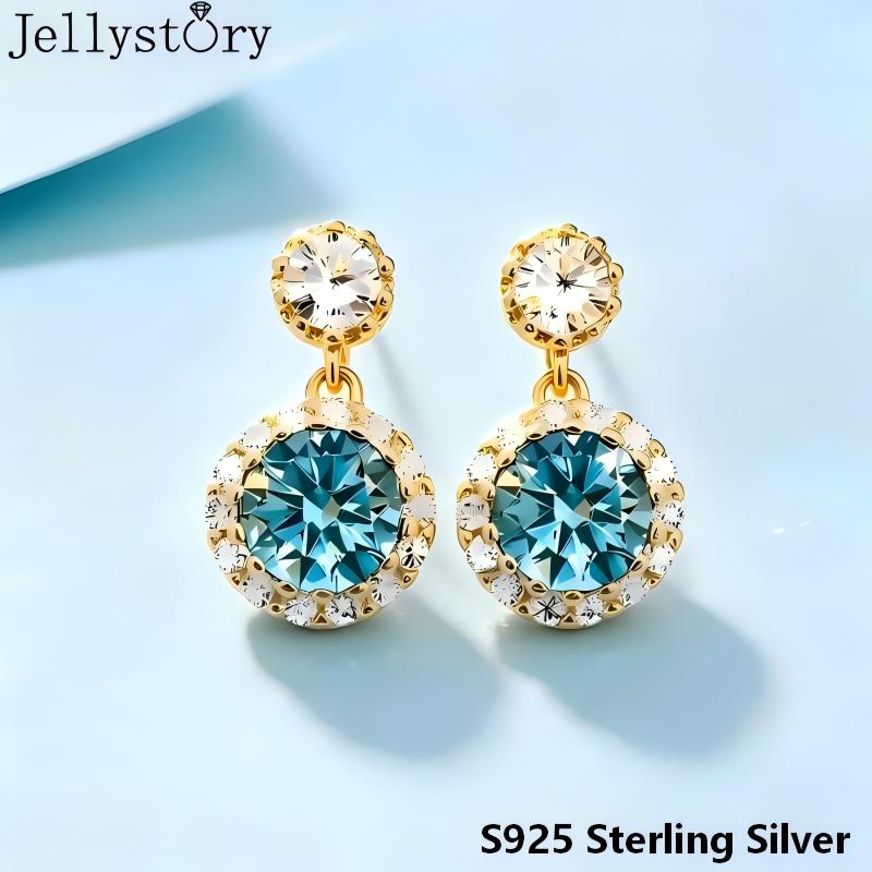 Moissanite Stud Earrings Round Cut 1Ct - Boucles d'oreilles pendantes Jellystory S925 en