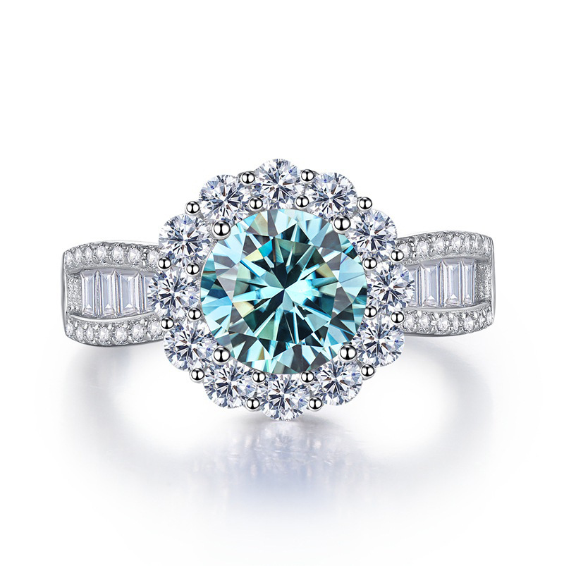 Moissanite Engagement Ring 2 Carat D Vvs1 - Bague en argent sterling S925 avec
