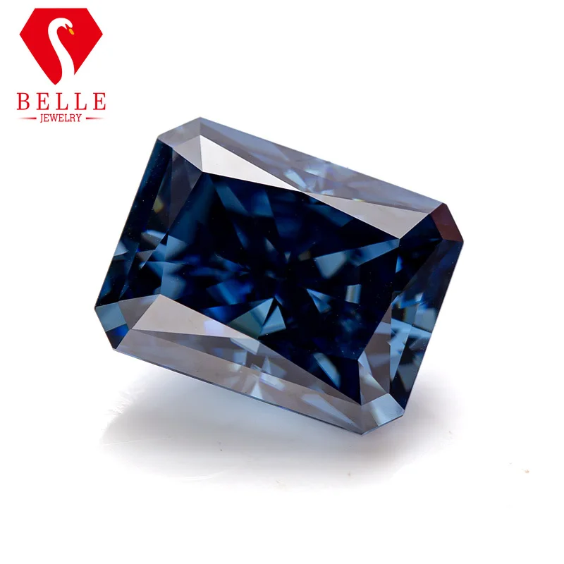 Gra Certificate Loose Moissanite Stone - Pierre Moissanite BELLE Bleue Vivid, Perles