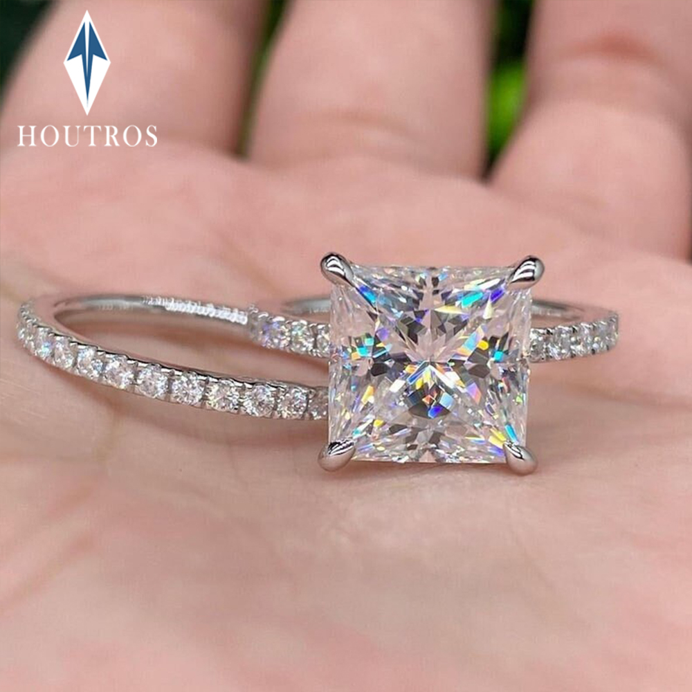 Moissanite Engagement Ring 2 Carat D Vvs1 - Ensemble de matiques de fiançailles coupe