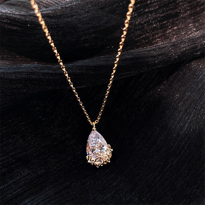 Moissanite Pendant Necklace Solitaire - Pendentif goutte d'eau en or 14