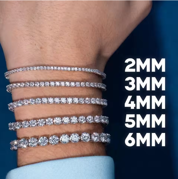 Moissanite Tennis Bracelet 925 Sterling - Bracelet tennis en moissanite VVS1 2/3/4/5MM,