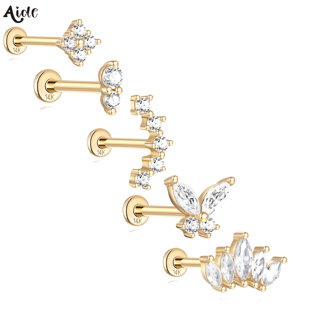 Lab Grown Diamond Ring 14K Gold - Aide bricolage Zircon perle boucle d'oreille