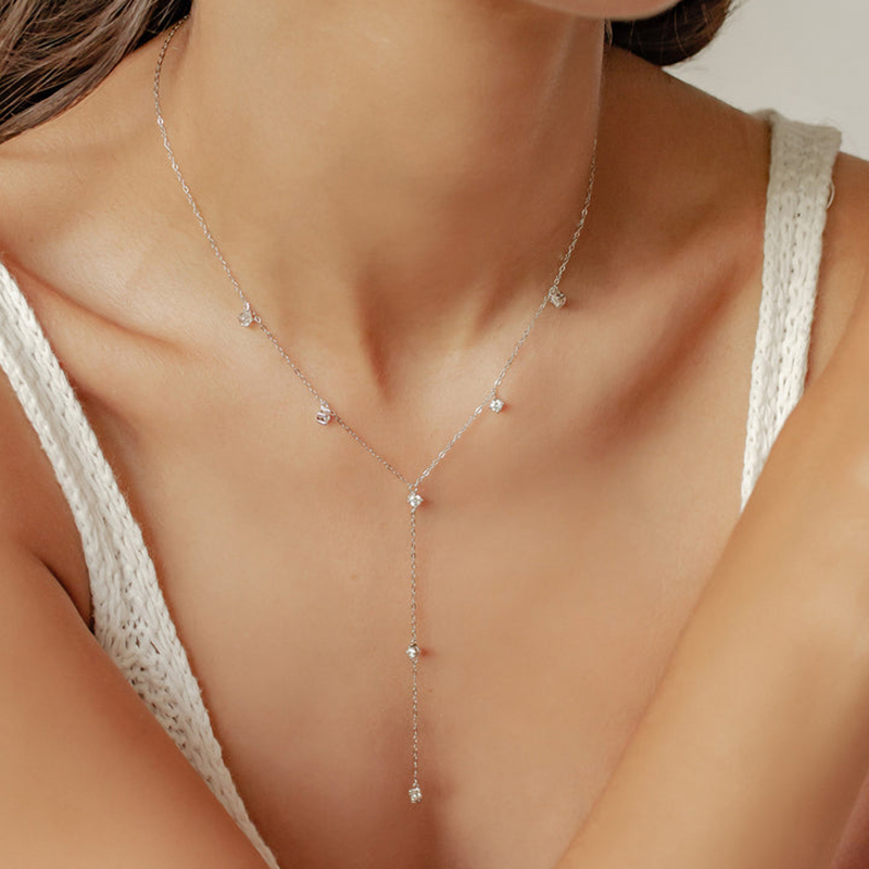Moissanite Pendant Necklace Solitaire - Anziw-Collier Moissanite Y JONecklace pour Femme,