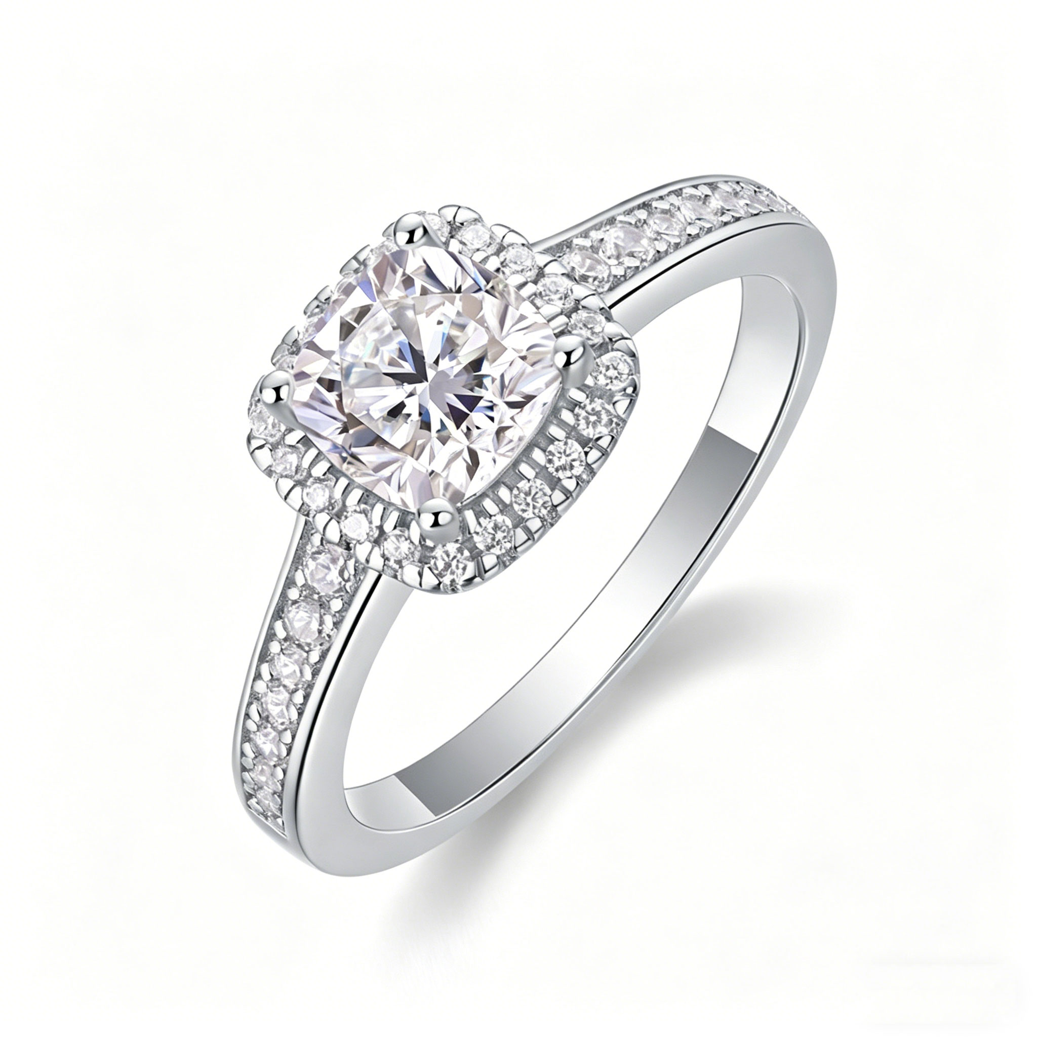 Moissanite Engagement Ring 2 Carat D Vvs1 - Bague tendance en moissanite taille coussin