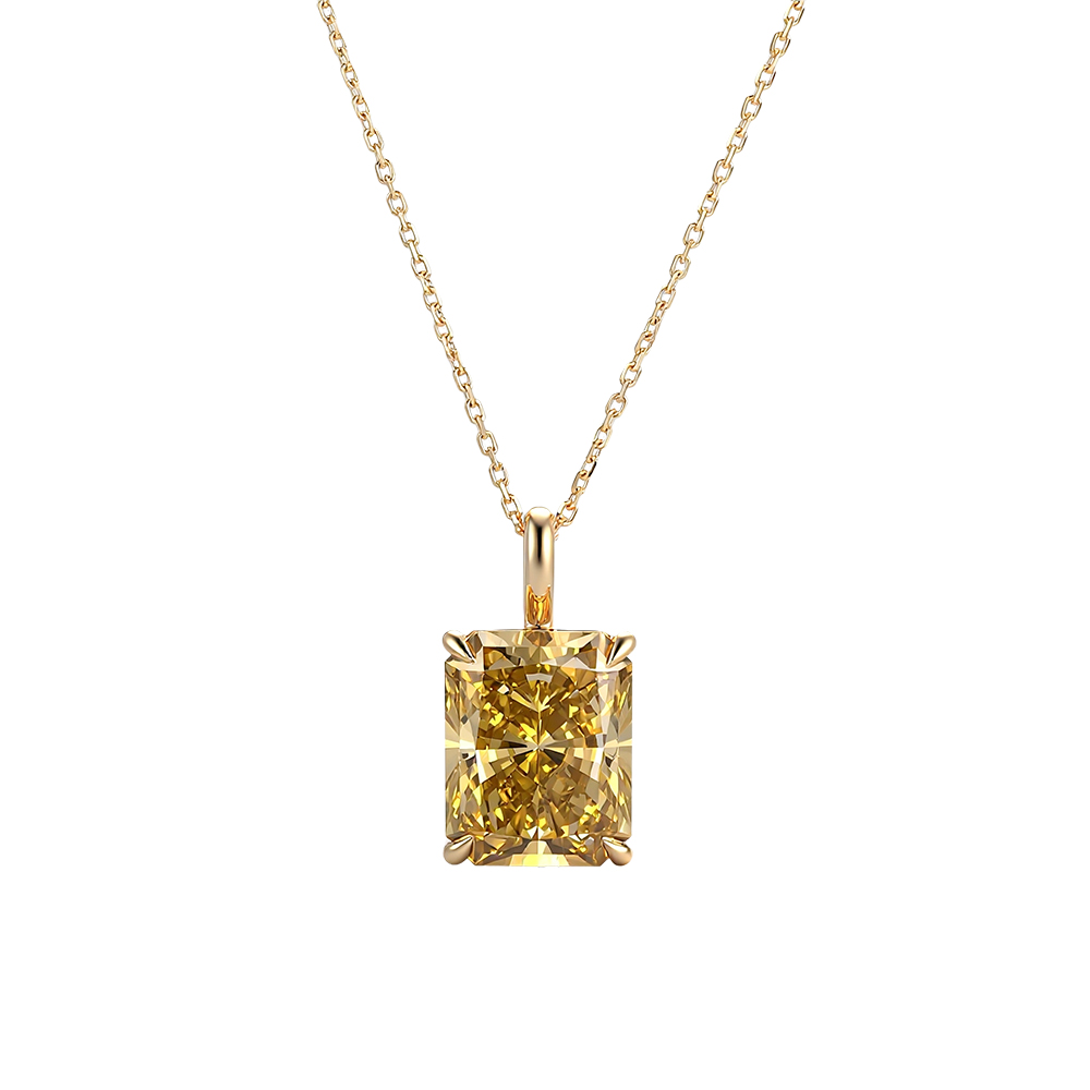 Moissanite Pendant Necklace Solitaire - Pendentif Moissanite Champagne Provence 7 CT
