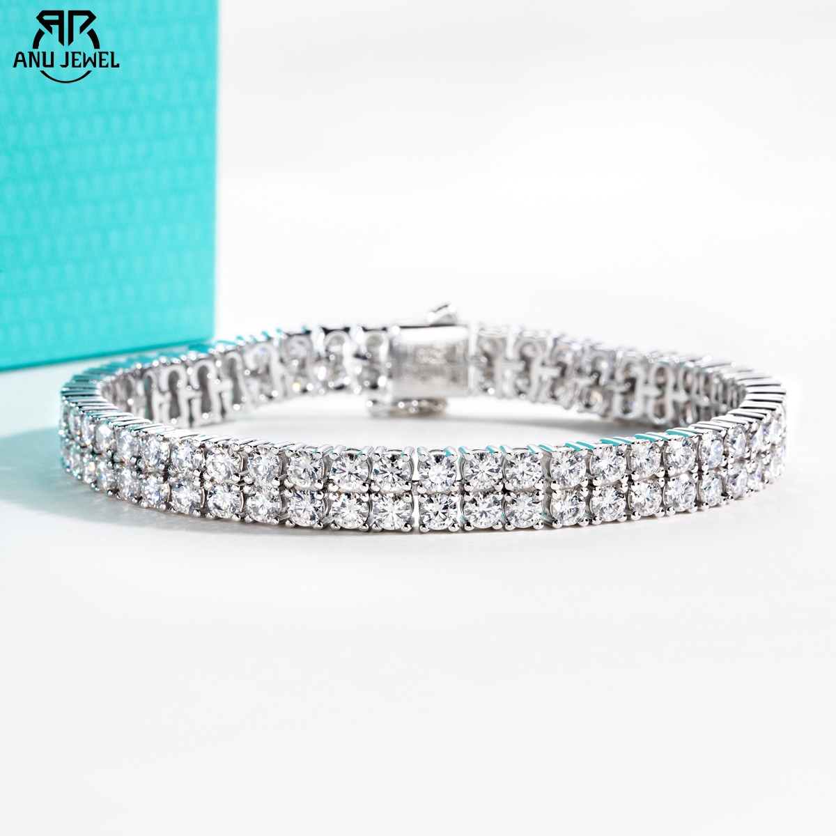 Moissanite Tennis Bracelet 925 Sterling - Bracelet tennis double rang en argent