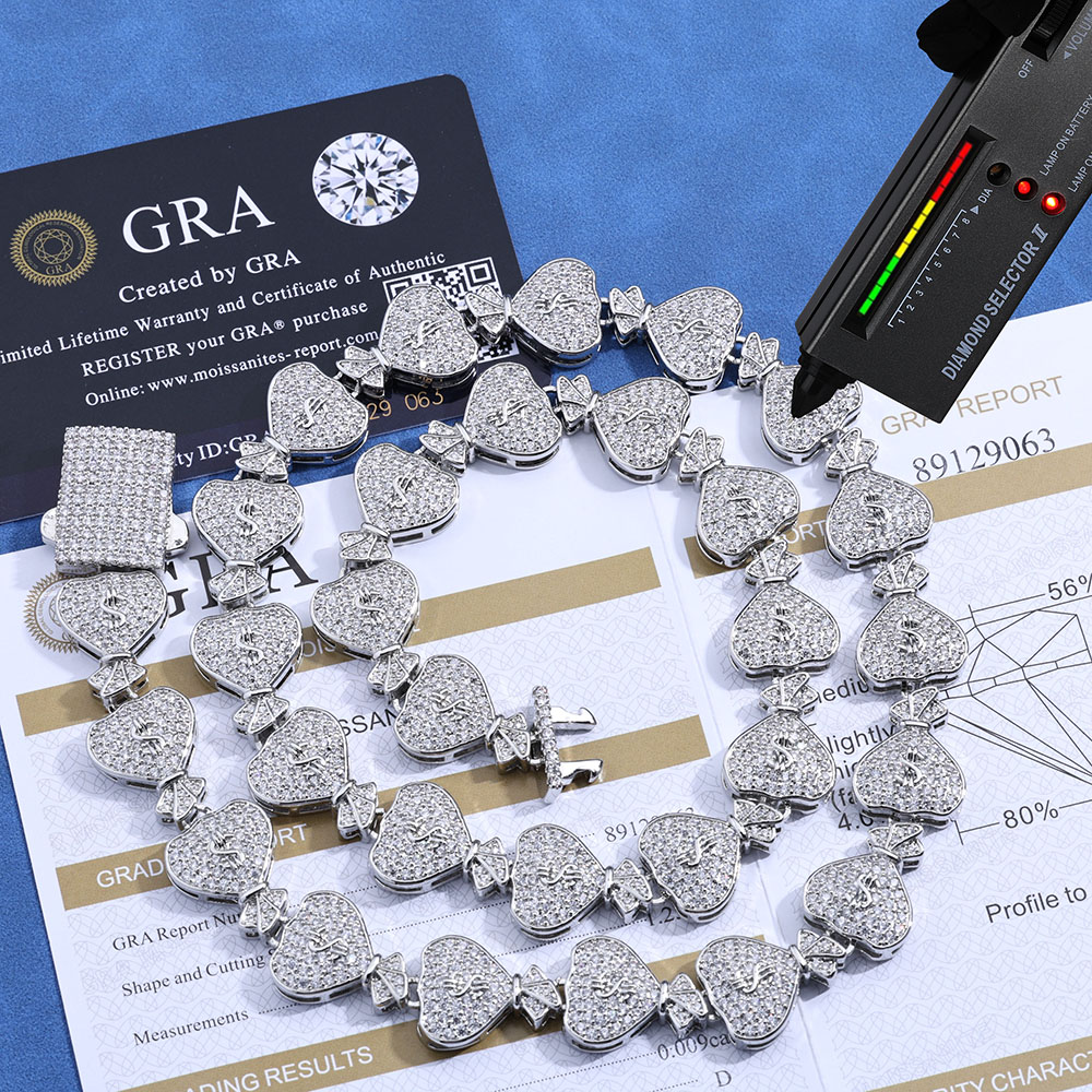 Sac d'argent Moissanite Cuban  - Moissanite Cuban Link Chain Iced Out avis et prix