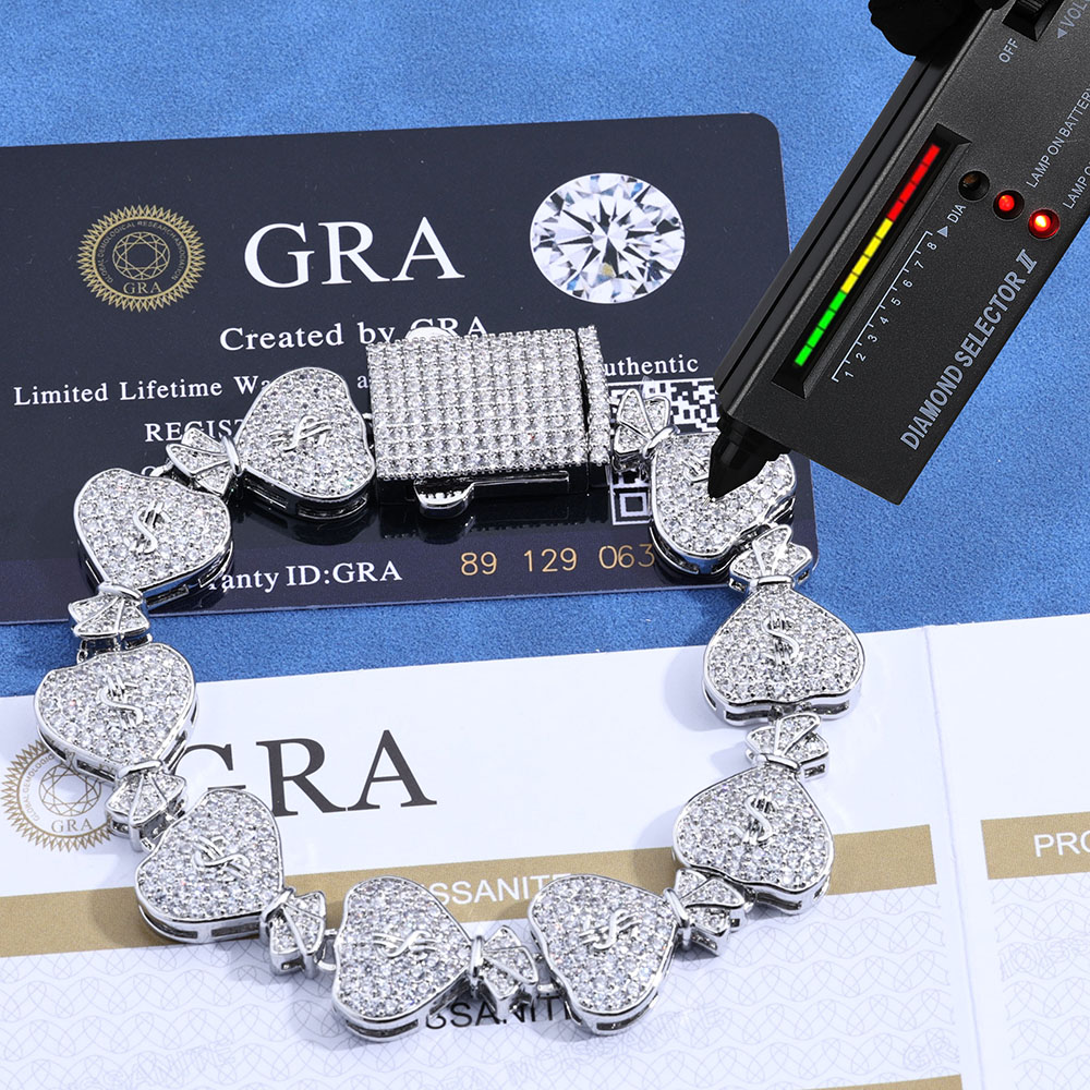 Sac d'argent Moissanite Cuban  - Moissanite Cuban Link Chain Iced Out avis et prix