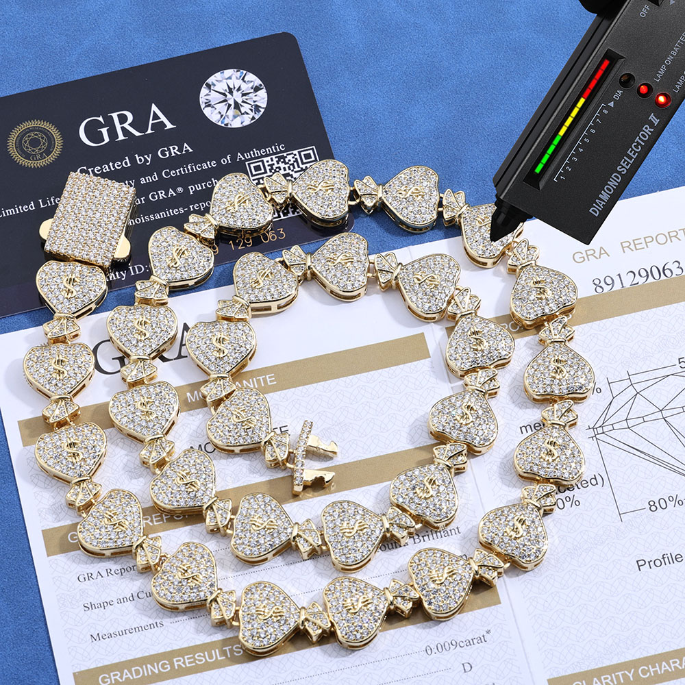 Sac d'argent Moissanite Cuban  - Moissanite Cuban Link Chain Iced Out avis et prix