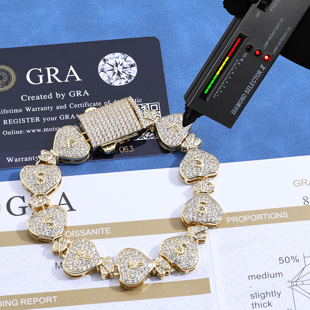 Sac d'argent Moissanite Cuban  - Moissanite Cuban Link Chain Iced Out avis et prix