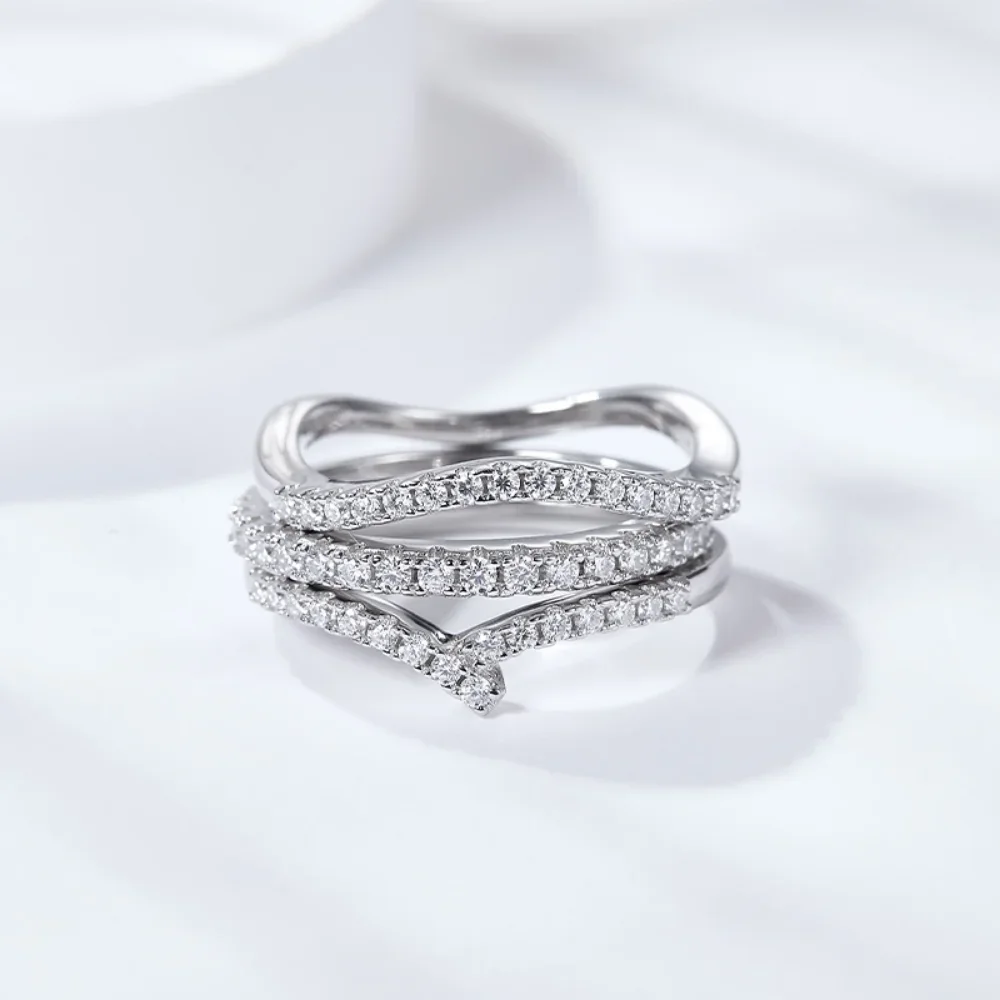 Bague Chevron en Moissanite Pr - Moissanite Eternity Band Ring Stackable avis et prix