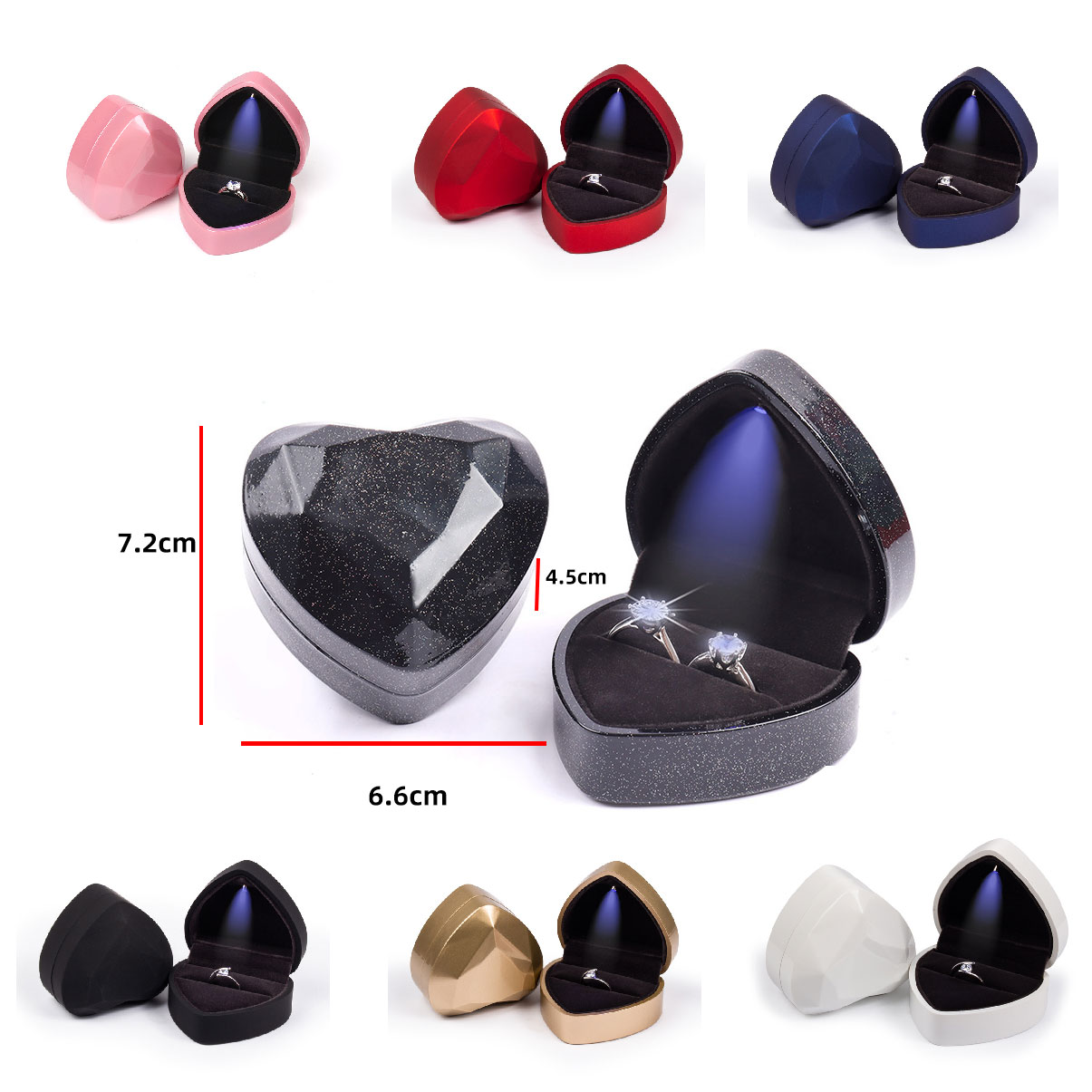 Boîte à bijoux en forme de cœu - Velvet Ring Box Led Light Proposal avis et prix