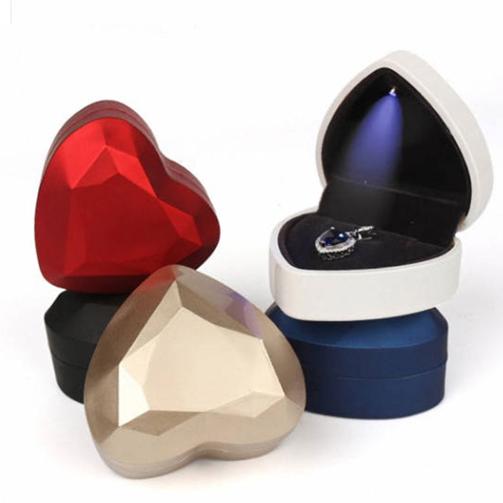 Boîte à bijoux en forme de cœu - Velvet Ring Box Led Light Proposal avis et prix