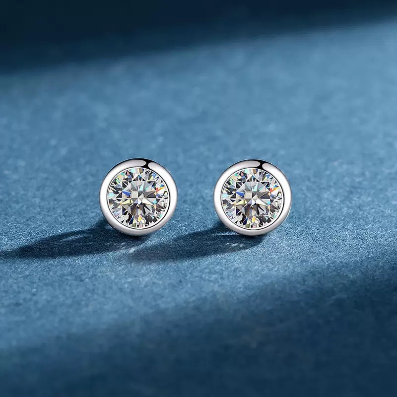 Boucle d'oreille clou en moiss - Moissanite Stud Earrings Round Cut 1Ct avis et prix