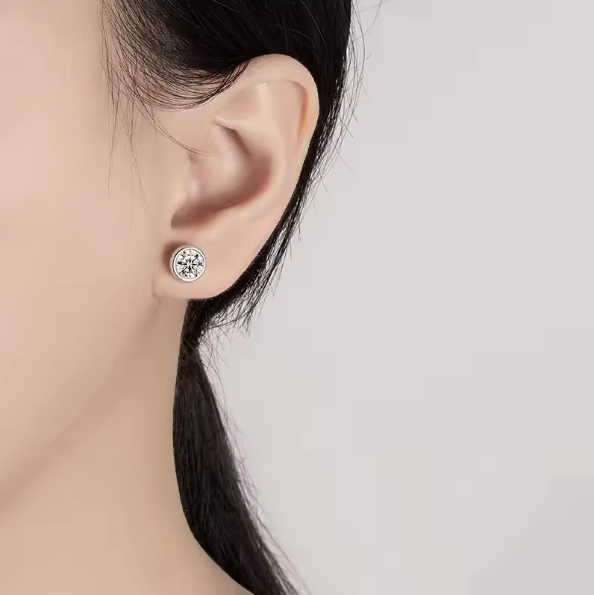 Boucle d'oreille clou en moiss - Moissanite Stud Earrings Round Cut 1Ct avis et prix