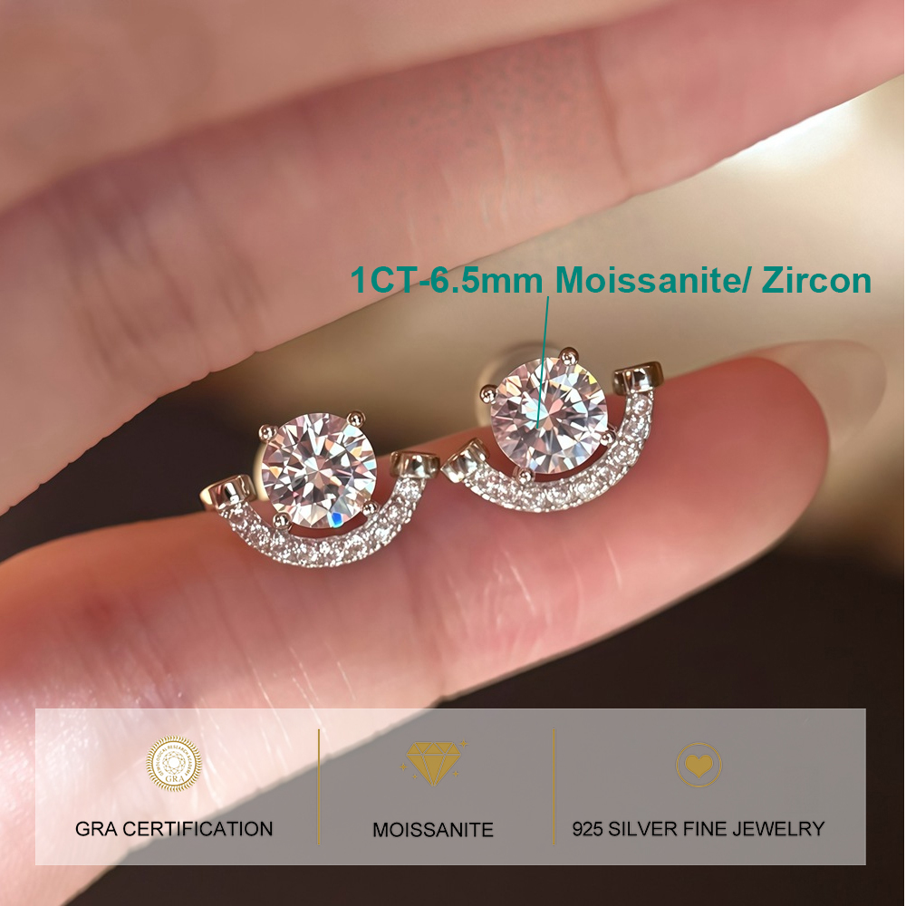Boucles d'oreilles clous souri - Moissanite Stud Earrings Round Cut 1Ct avis et prix