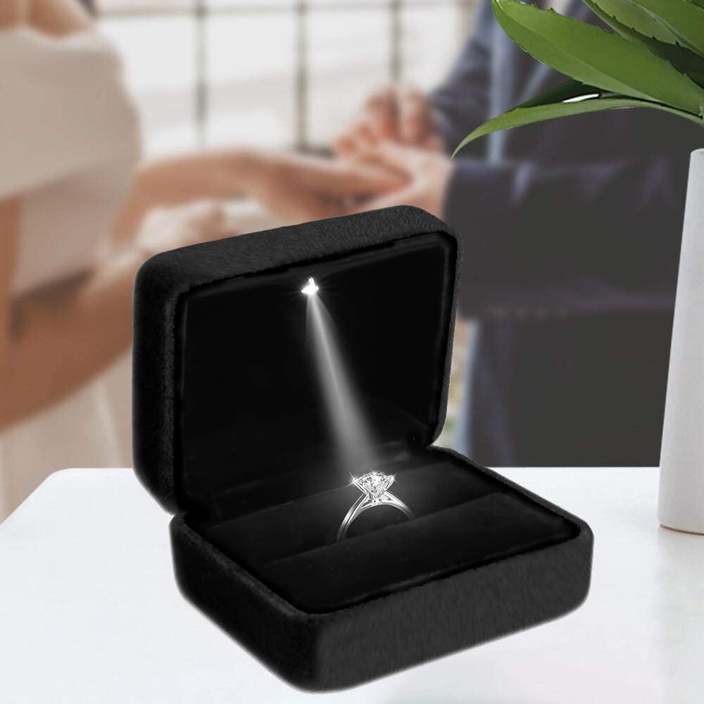 Boîte à bagues lumineuses LED  - Velvet Ring Box Led Light Proposal avis et prix