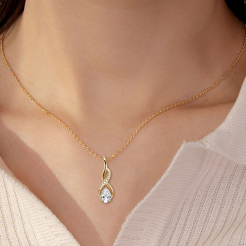 Anziw 7x10mm 2ct poire coupe M - Moissanite Pendant Necklace Solitaire avis et prix