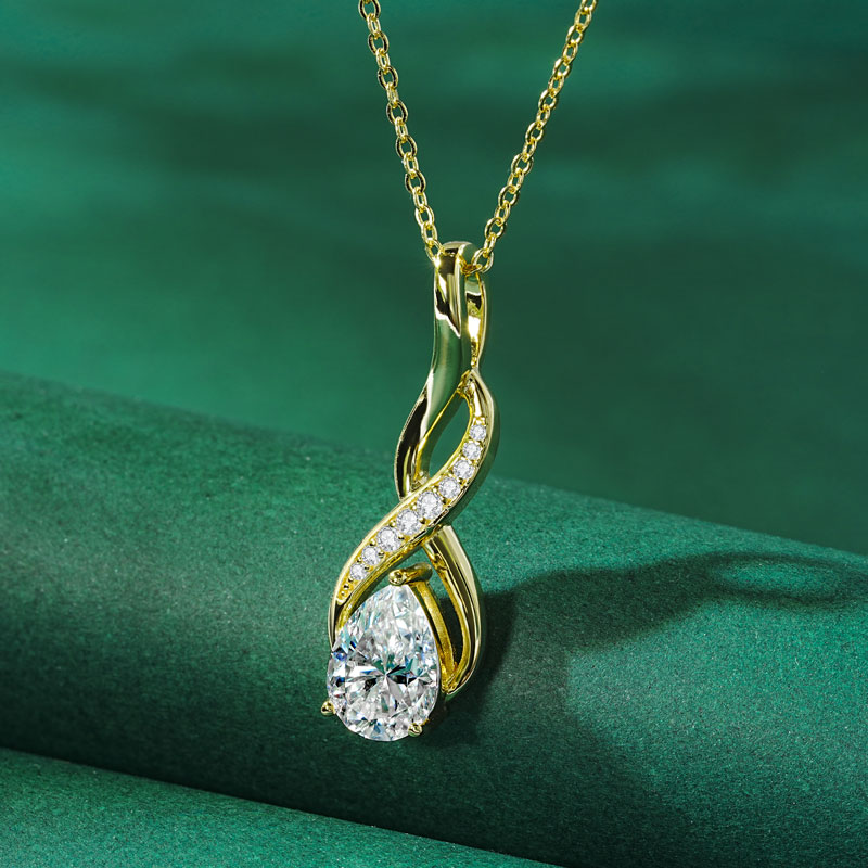 Anziw 7x10mm 2ct poire coupe M - Moissanite Pendant Necklace Solitaire avis et prix