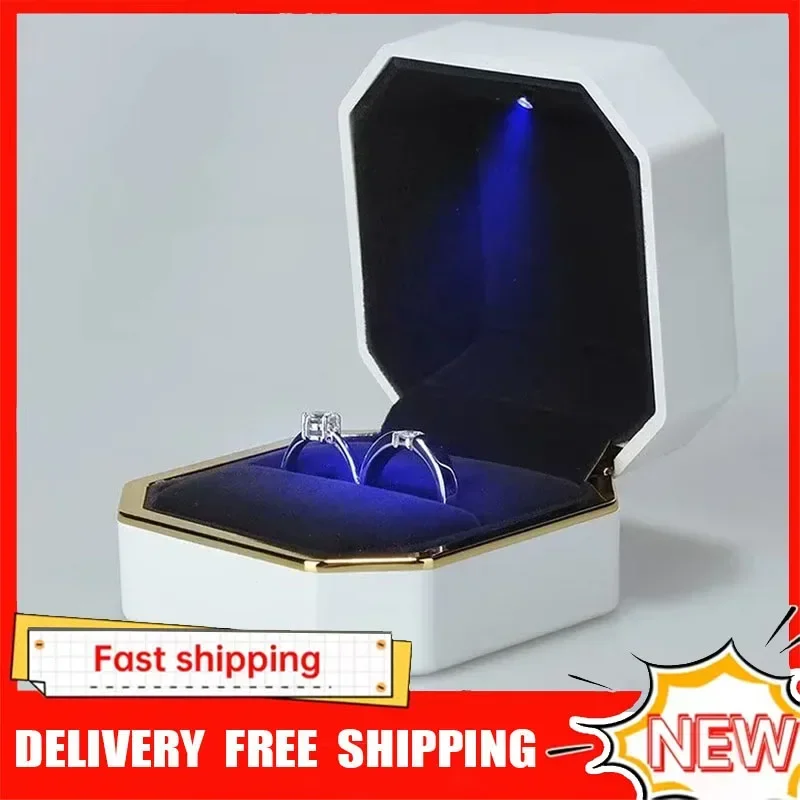 1 pièce Boîte à bagues de luxe - Velvet Ring Box Led Light Proposal avis et prix