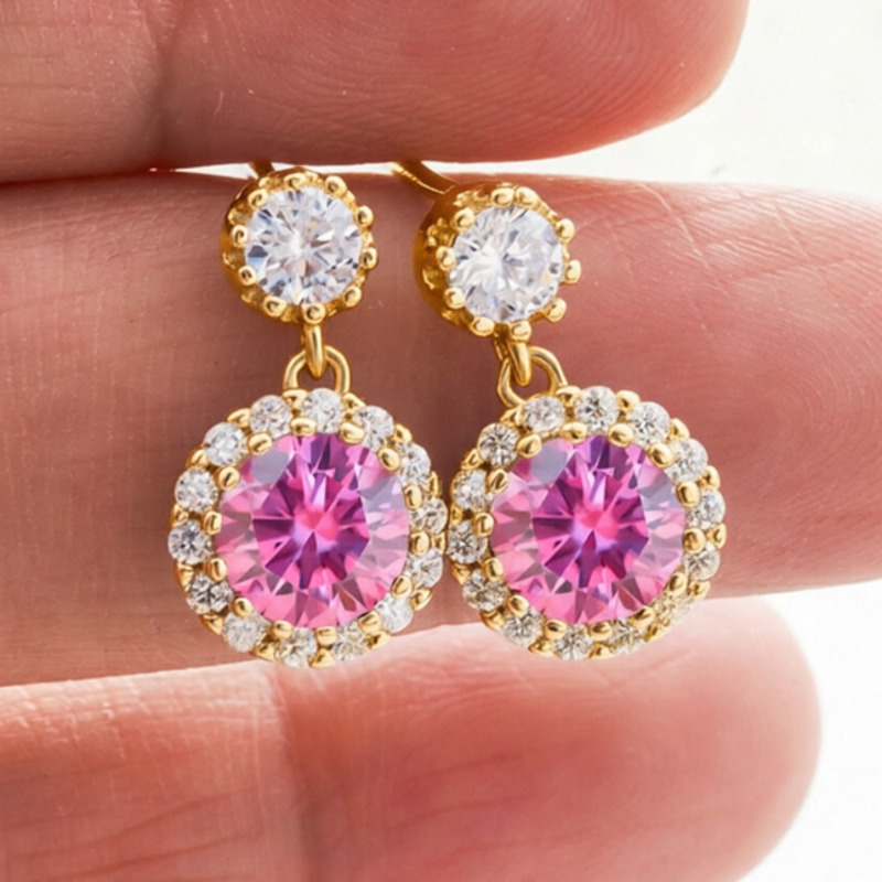 Boucles d'oreilles pendantes J - Moissanite Stud Earrings Round Cut 1Ct avis et prix