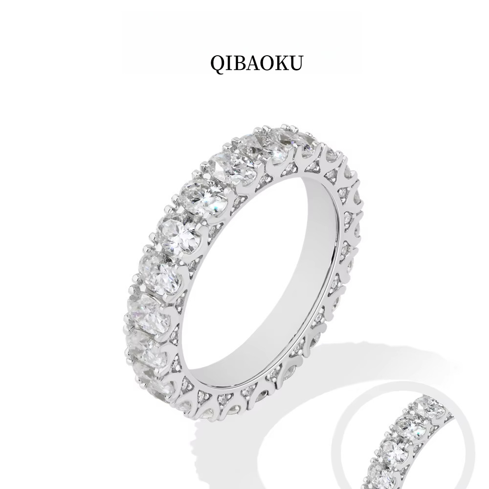 Bagues QIBAOKU en Moissanite a - Moissanite Eternity Band Ring Stackable avis et prix