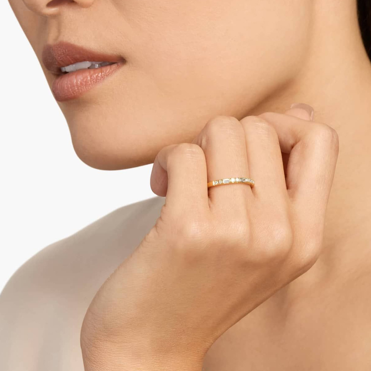 Bague demi-éternité en or jaun - Lab Grown Diamond Ring 14K Gold avis et prix
