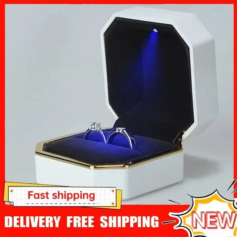 Boîte à bagues de luxe carrée  - Velvet Ring Box Led Light Proposal avis et prix