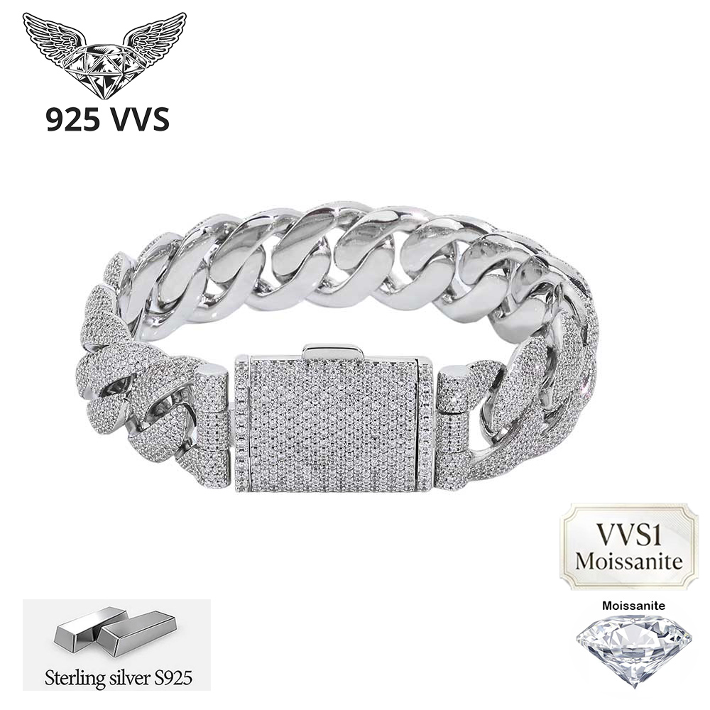 Bracelet cubain épais en argen - Moissanite Cuban Link Chain Iced Out avis et prix
