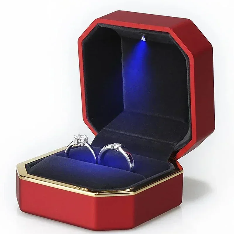 Nouvelle boîte à bagues double - Velvet Ring Box Led Light Proposal avis et prix